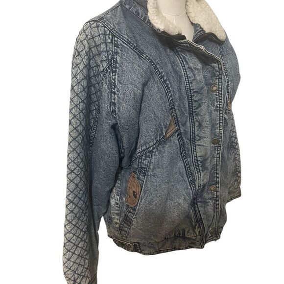 Vintage Ruth Douglas Sherpa Lined Denim Jacket Women Size Small Light Wash - Picture 15 of 16